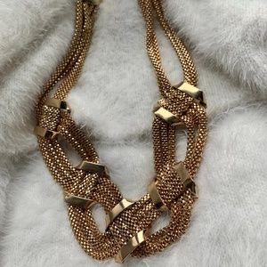 Gold braided chain necklace